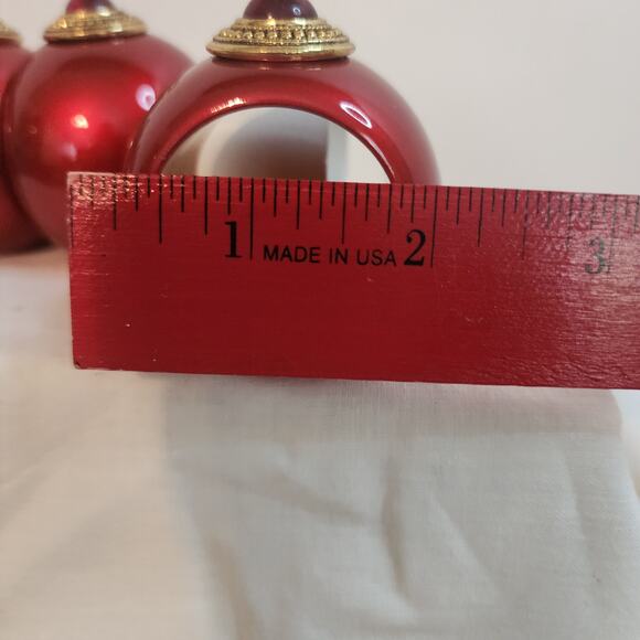 Set of 4 Red Gold Gem Napkin Rings with Box Made in India Holiday Table Deco - Picture 7 of 15